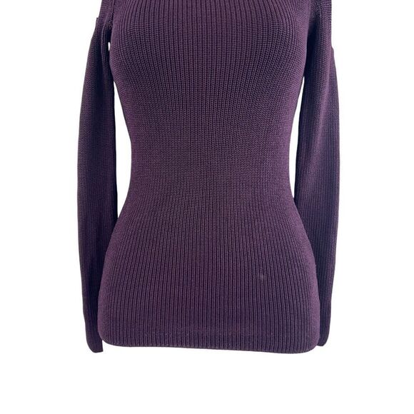 Aritzia Wilfred Bonnard Stretch Knit Cold Shoulder Sweater Noble Plum Size XS - Picture 7 of 13